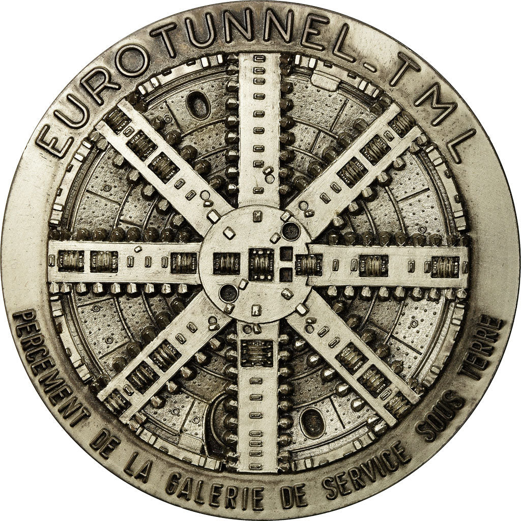 France, Medal, Eurotunnel, 1989, MS(63), Silvered bronze