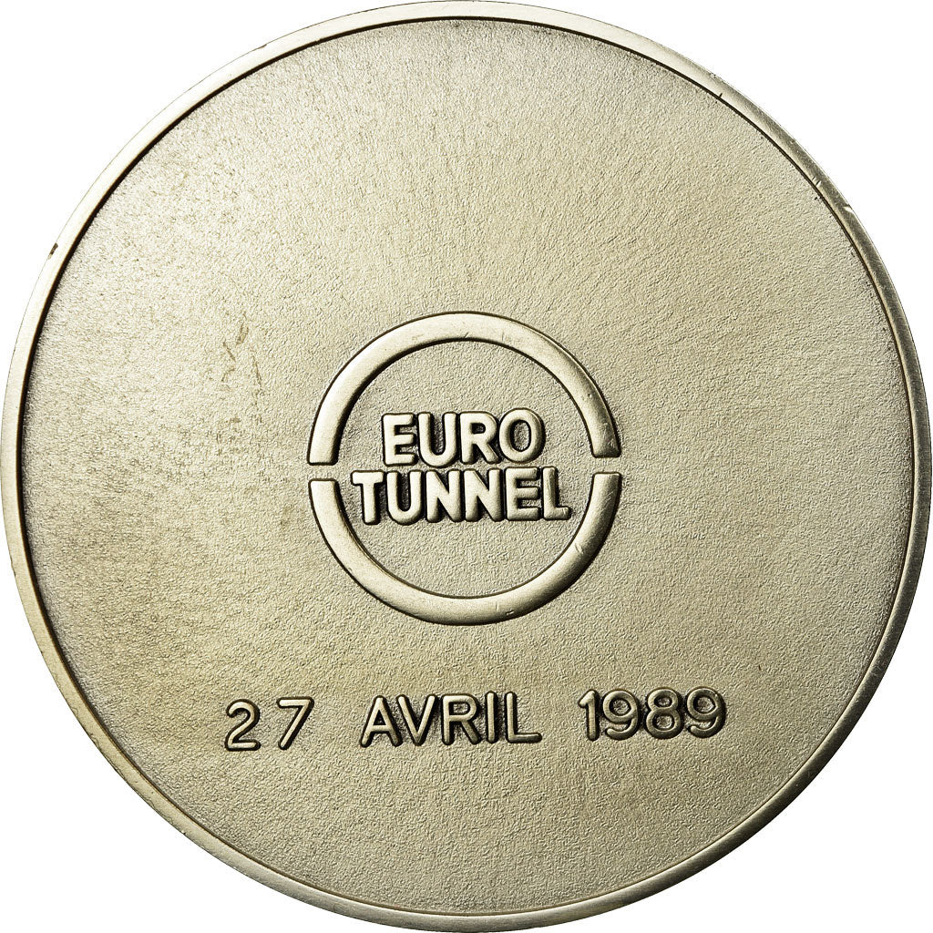 France, Medal, Eurotunnel, 1989, MS(63), Silvered bronze