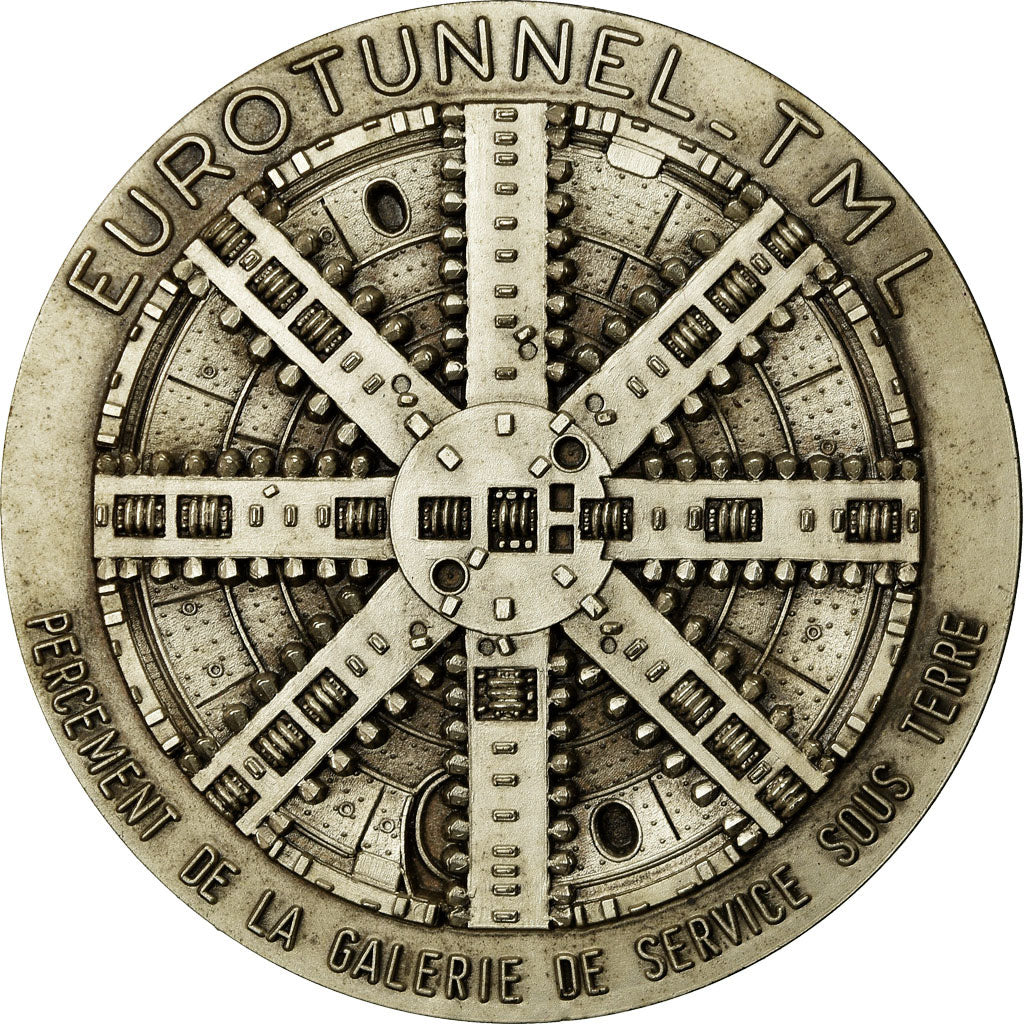 France, Medal, Eurotunnel, 1989, MS(63), Silvered bronze