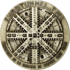 France, Medal, Eurotunnel, 1989, MS(63), Silvered bronze