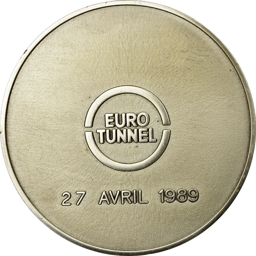 France, Medal, Eurotunnel, 1989, MS(63), Silvered bronze
