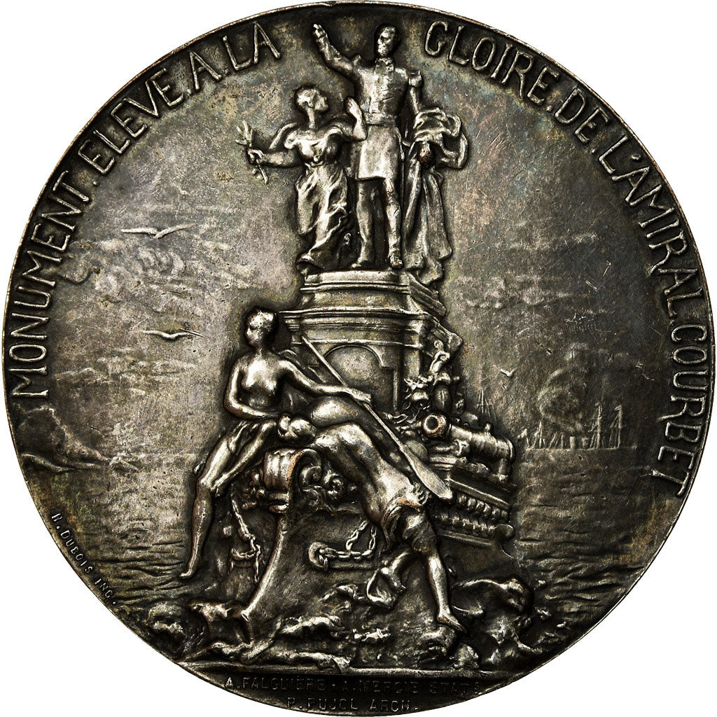 Francja, Medal, Monument Amiral Courbet, Abbeville, 1890, Dubois.H, AU(50-53)