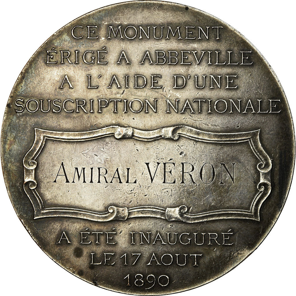 Francja, Medal, Monument Amiral Courbet, Abbeville, 1890, Dubois.H, AU(50-53)