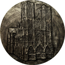 France, Medal, Don du Sang, Reims, AU(55-58), Silvered bronze