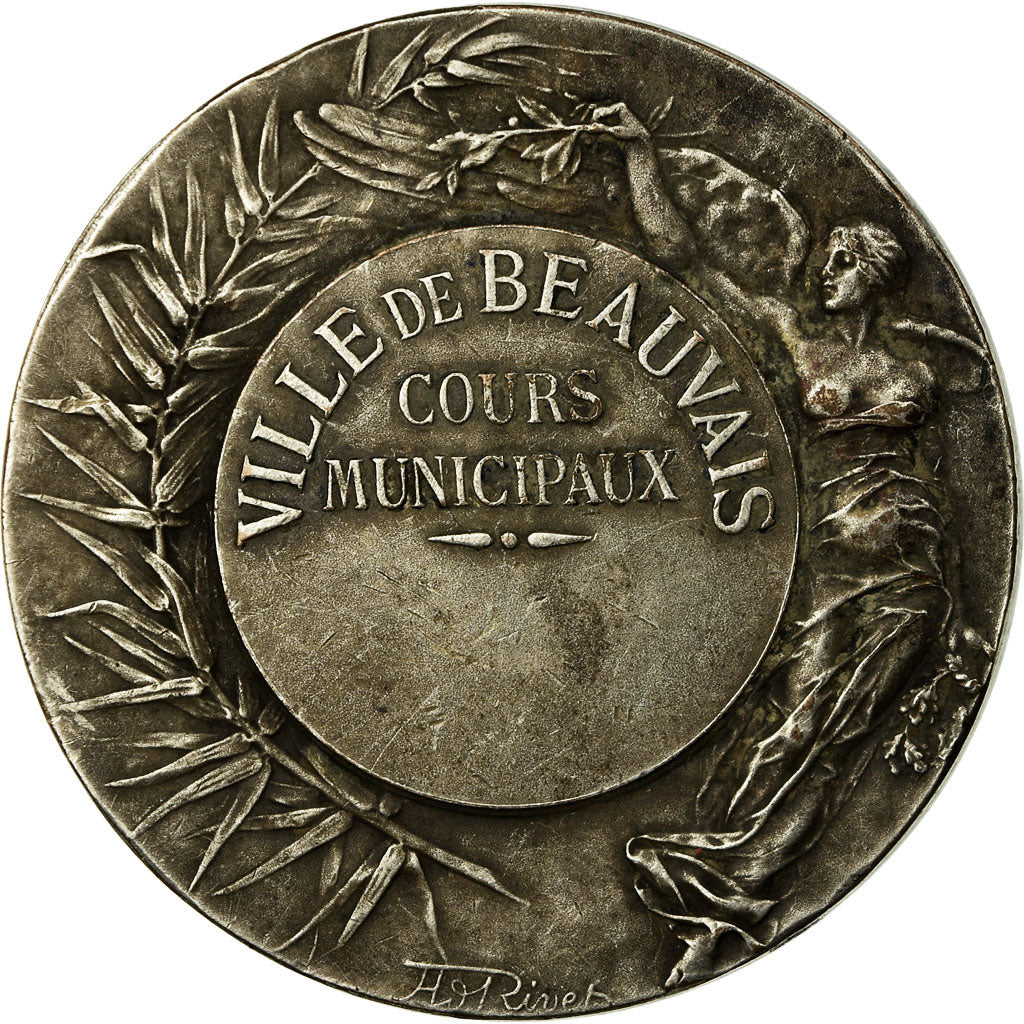 France, Médaille, Cours Municipaux, Ville de Beauvais, Rives, TTB, Silvered