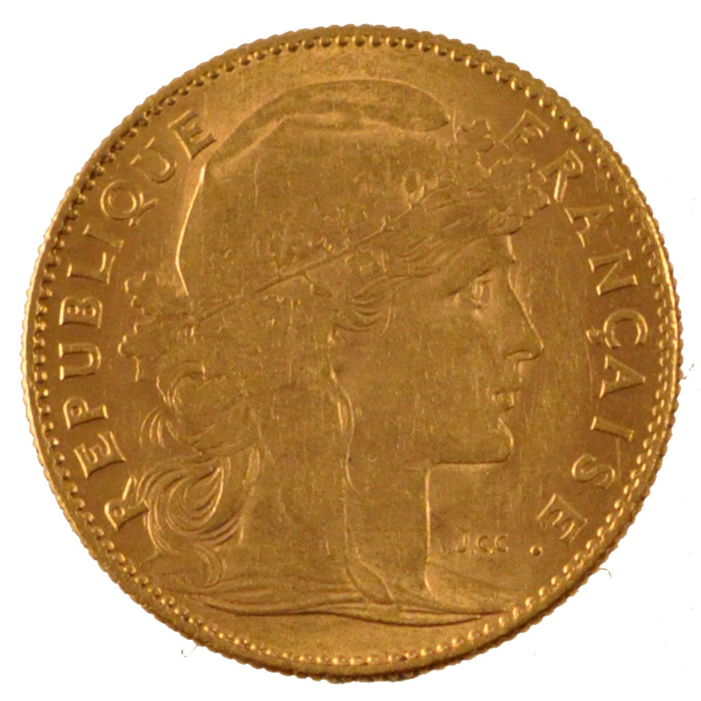 FRANCE, Marianne, 10 Francs, 1911, Paris, KM #846, AU(55-58), Gold, Gadoury...