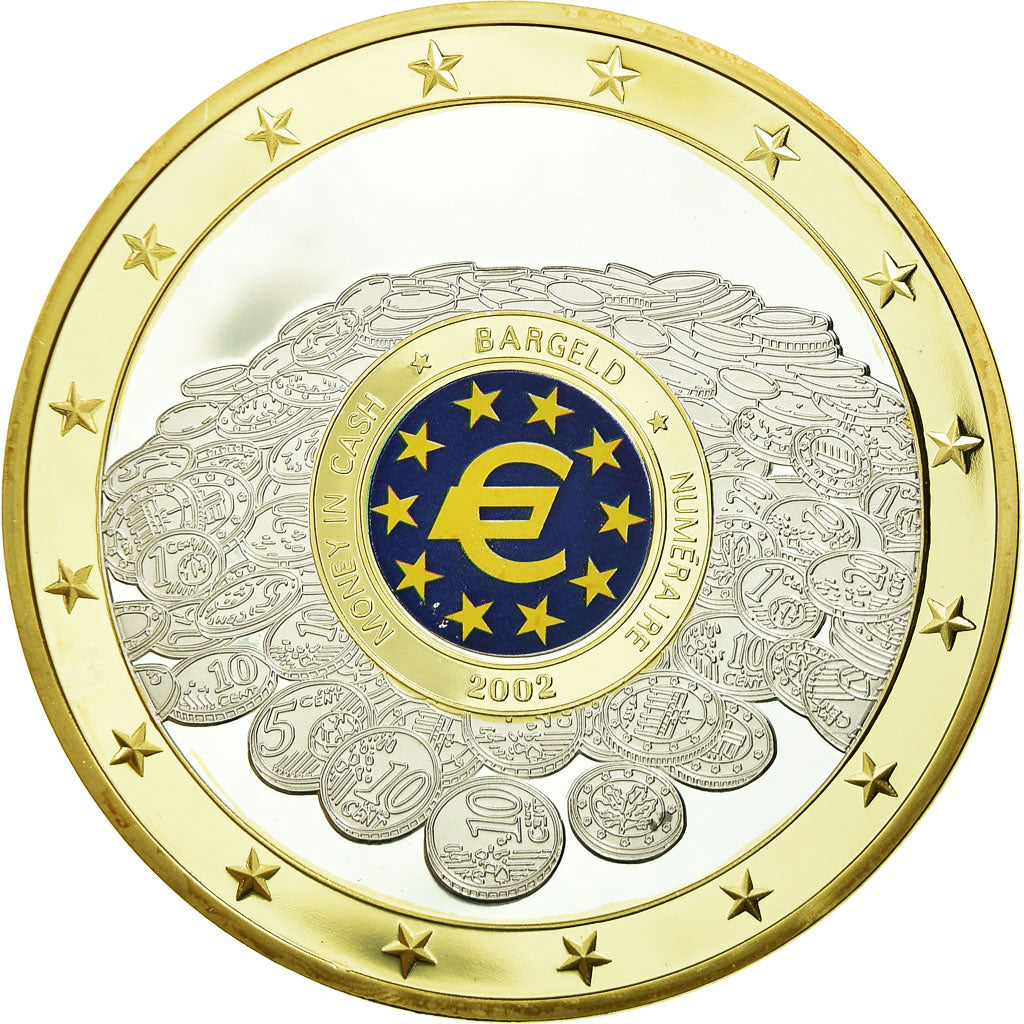 France, Medal, Euro, Argent Liquide, Numéraire, 2002, MS(65-70), Copper Gilt