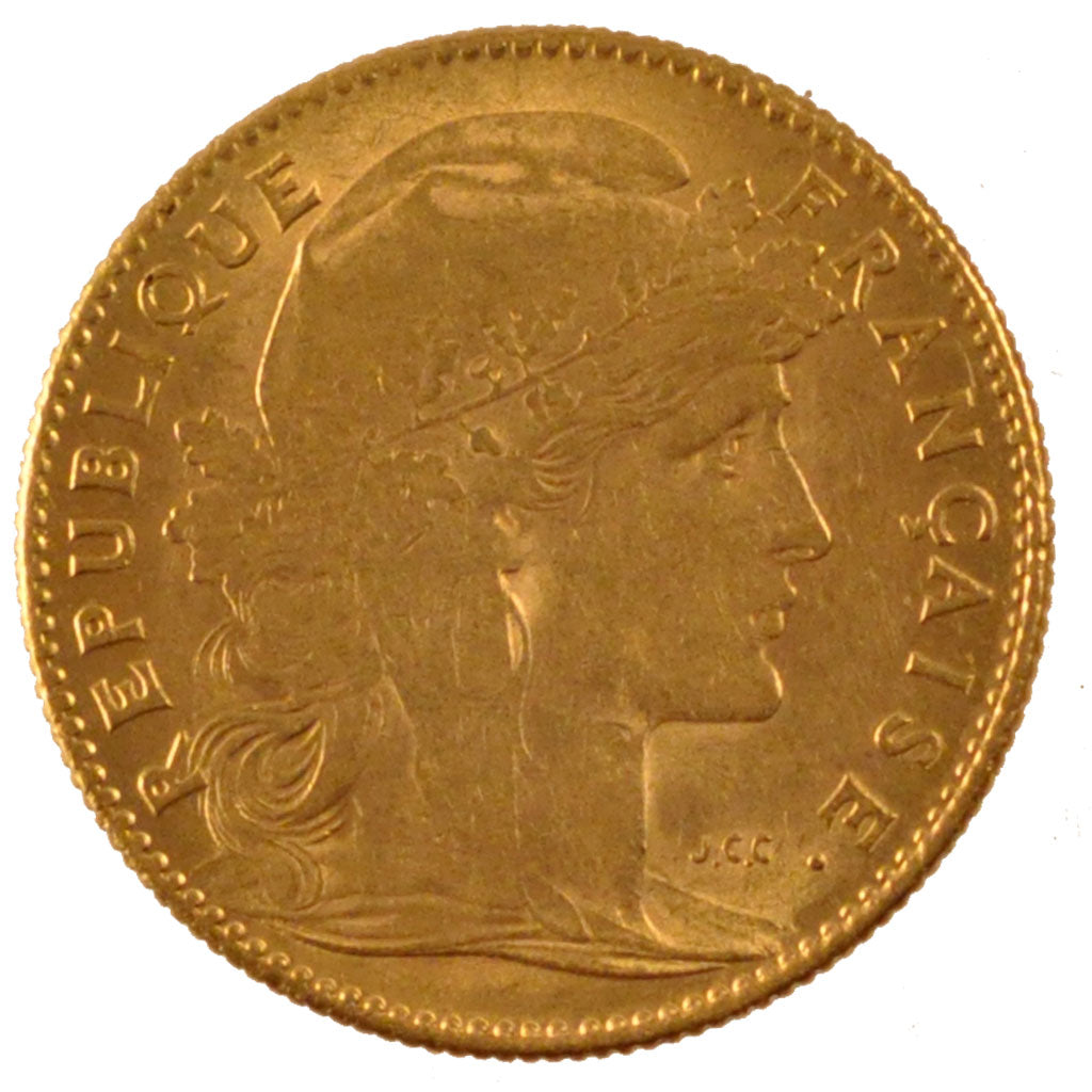 FRANCE, Marianne, 10 Francs, 1912, Paris, KM #846, AU(50-53), Gold, Gadoury...