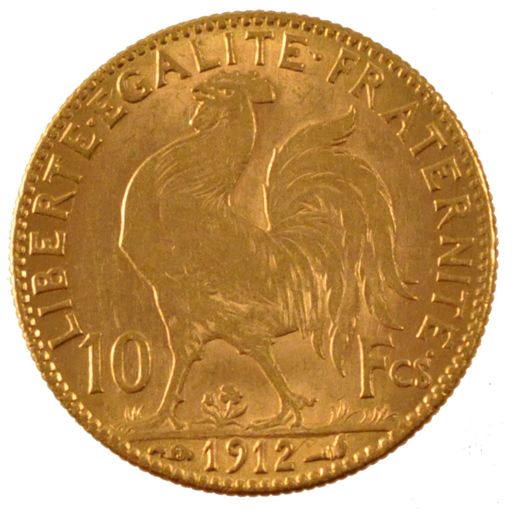 FRANCE, Marianne, 10 Francs, 1912, Paris, KM #846, AU(50-53), Gold, Gadoury...