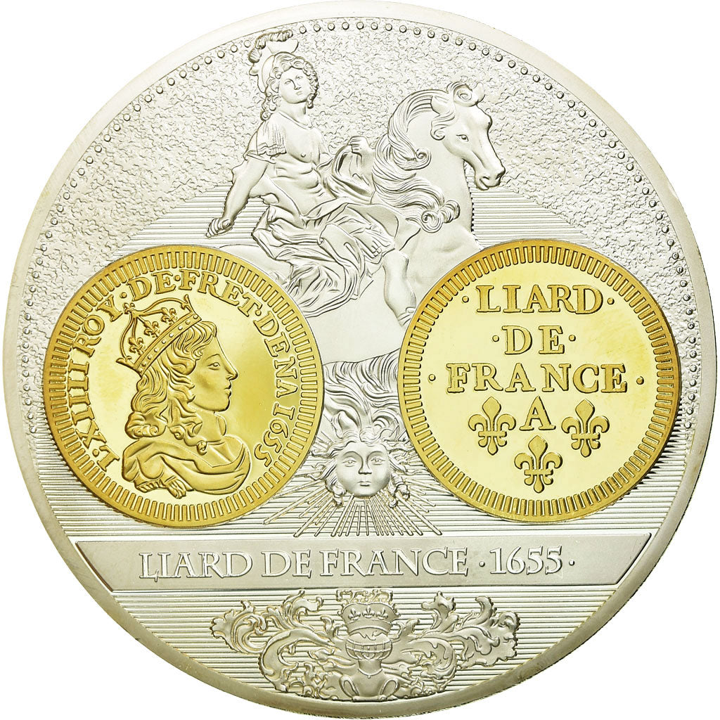 Frankreich, Medaille, Reproduction Liard de France, Louis XIV, 1655 Paris, STGL