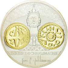 France, Médaille, Reproduction du Denier de Charlemagne, FDC, Copper Gilt