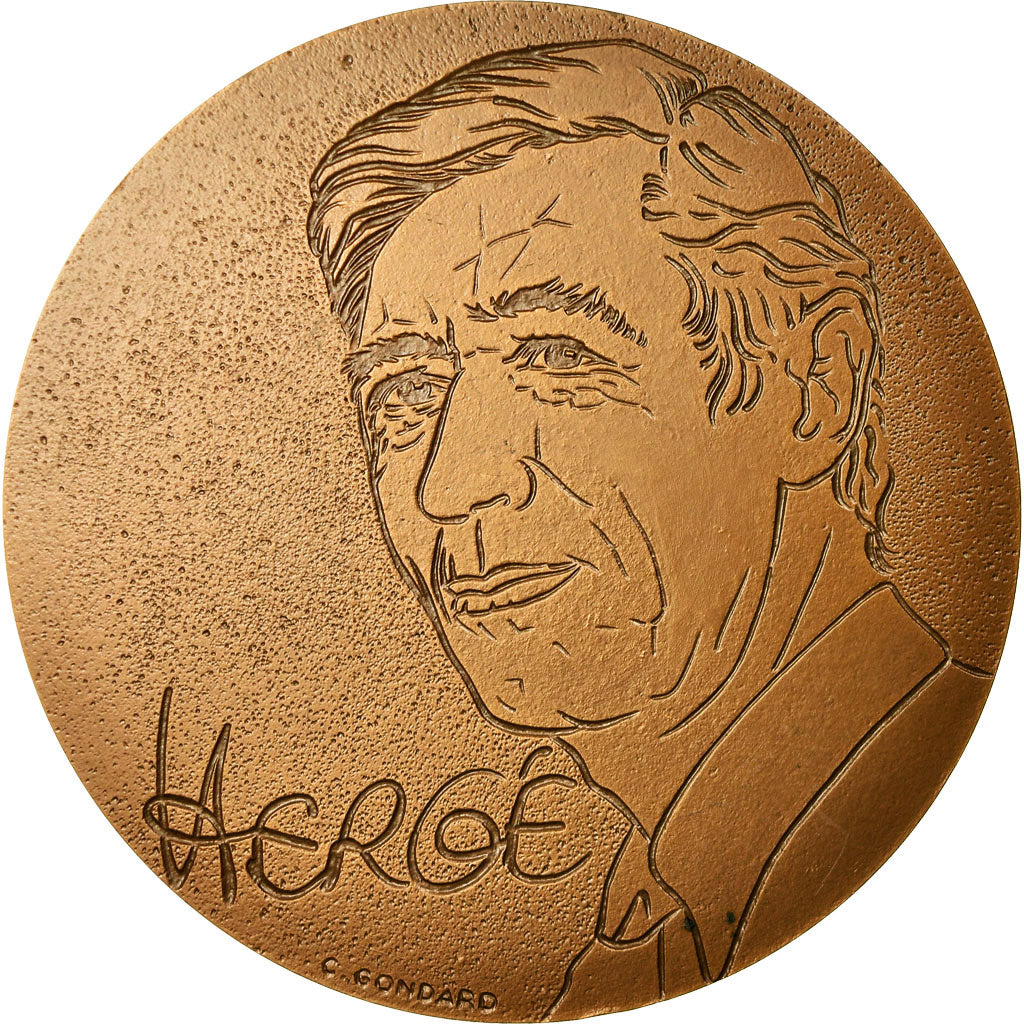 France, Medal, Les Aventures de Tintin, Hergé, 1983, C. Gondard, MS(63), Bronze