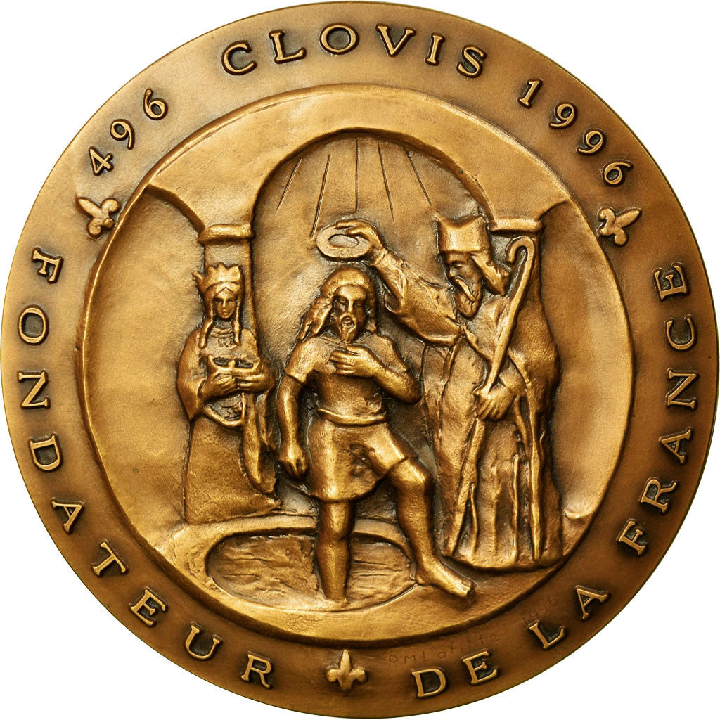 França, Medal, Clovis, Fondateur de la France, Tolbiac, 1996, Lafitte, MS(63)
