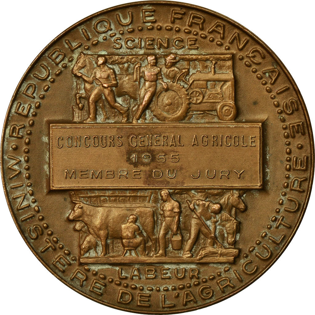 France, Medal, Art Déco, Concours Général Agricole, 1955, Cochet, MS(60-62)