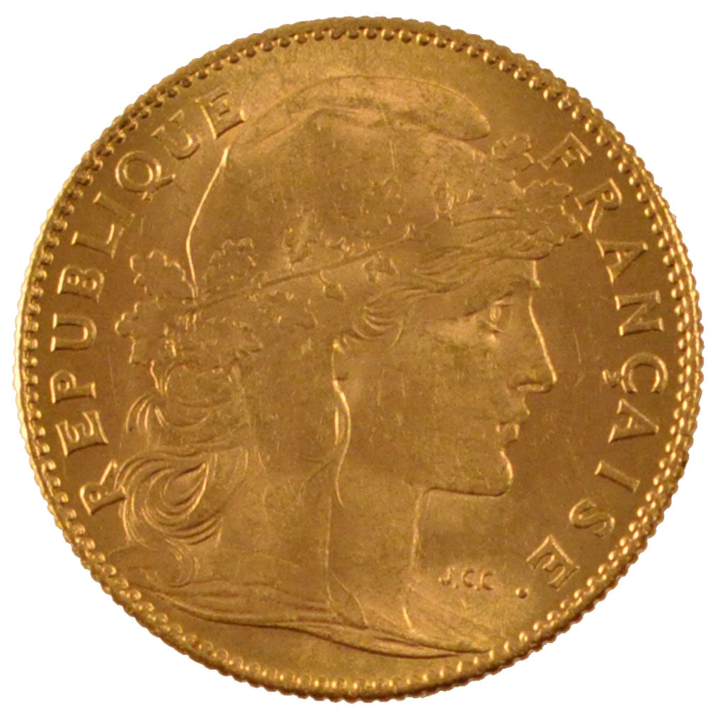 FRANCE, Marianne, 10 Francs, 1911, Paris, KM #846, AU(55-58), Gold, Gadoury...