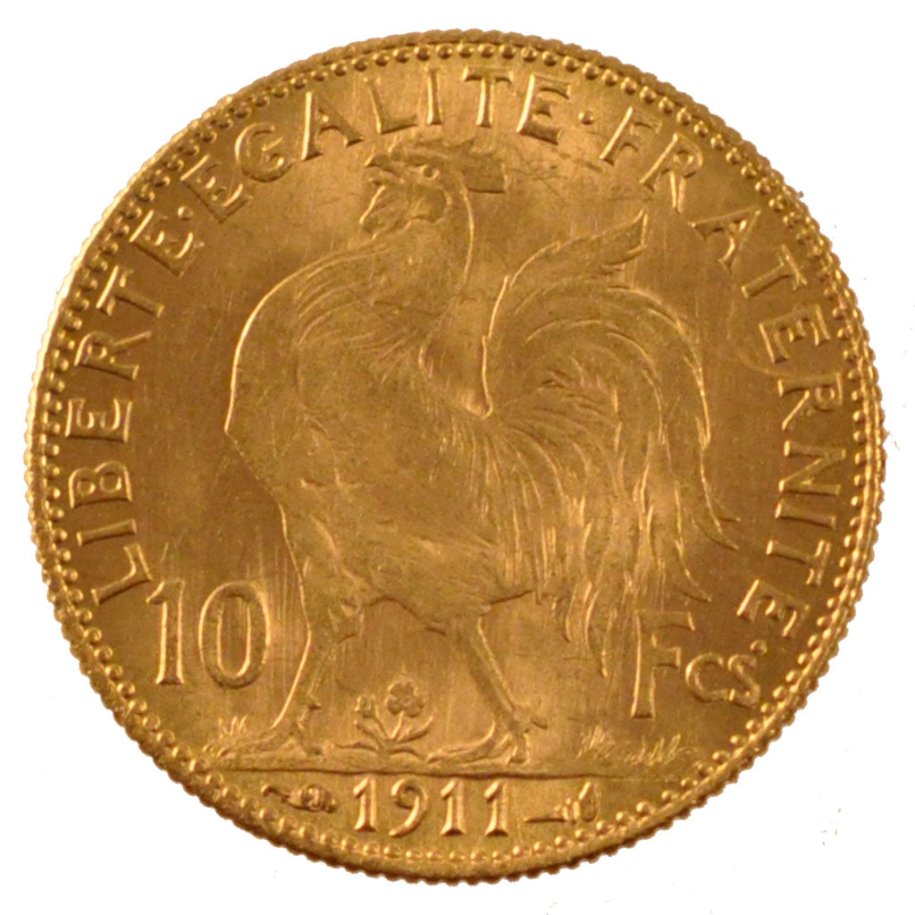 FRANCE, Marianne, 10 Francs, 1911, Paris, KM #846, AU(55-58), Gold, Gadoury...