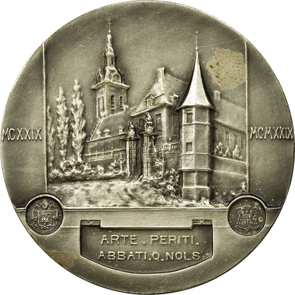 Belgium, Medal, Arte. Periti. Abbati. Q. Nols, 1929, AU(55-58), Silvered bronze