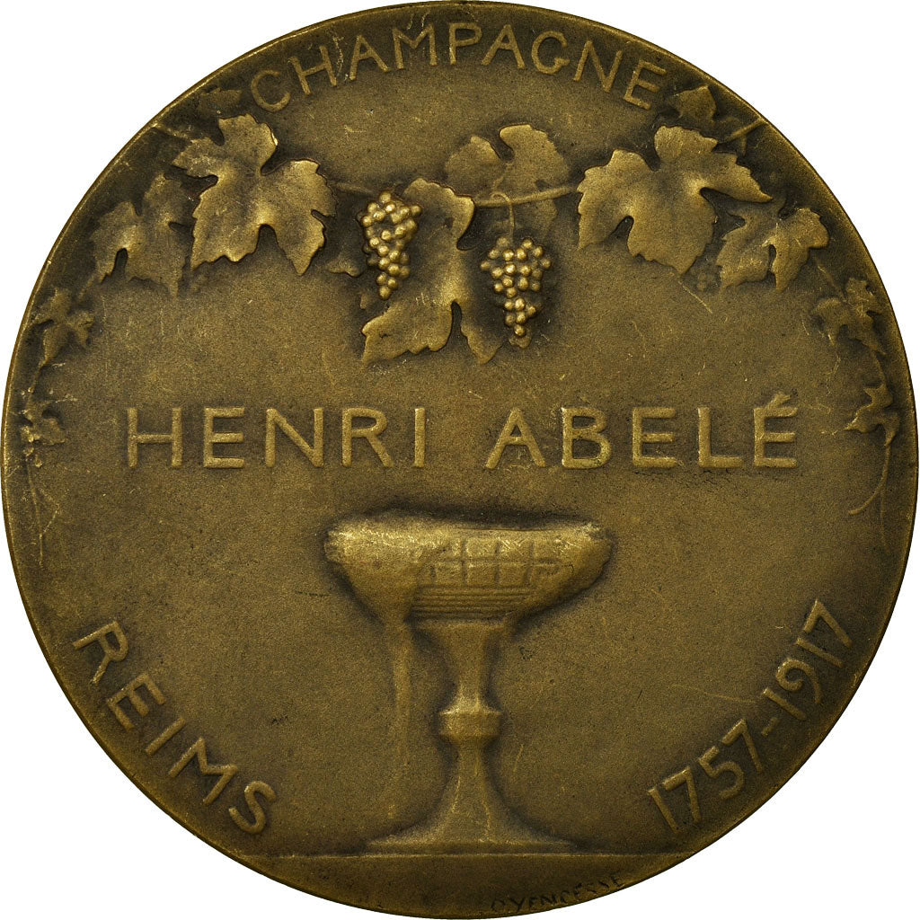 France, Medal, Champagne, Caves Henri Abelé, Reims, 1917, Yencesse, AU(50-53)