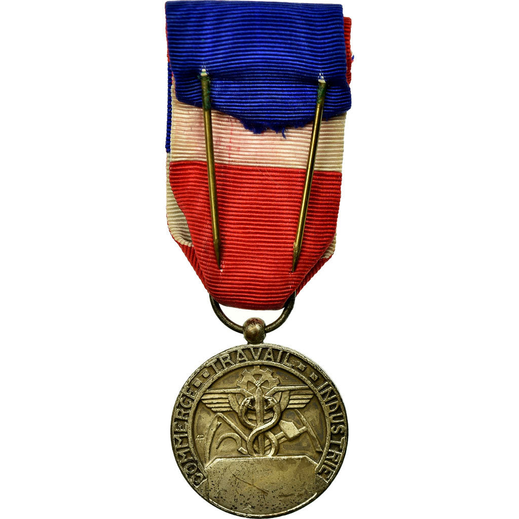 France, Industrie-Travail-Commerce, Medal, Very Good Quality, Silvered bronze