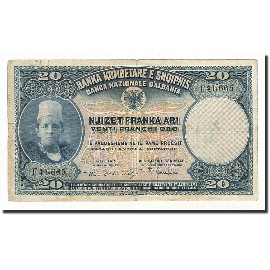 Albania, 20 Franka Ari, 1945, KM:12b, VG(8-10)