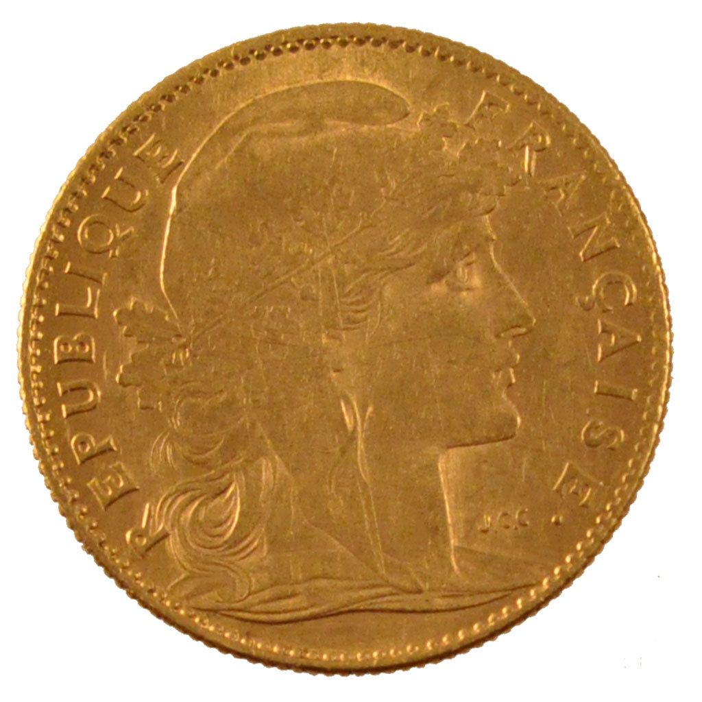 FRANCE, Marianne, 10 Francs, 1911, Paris, KM #846, AU(50-53), Gold, Gadoury...