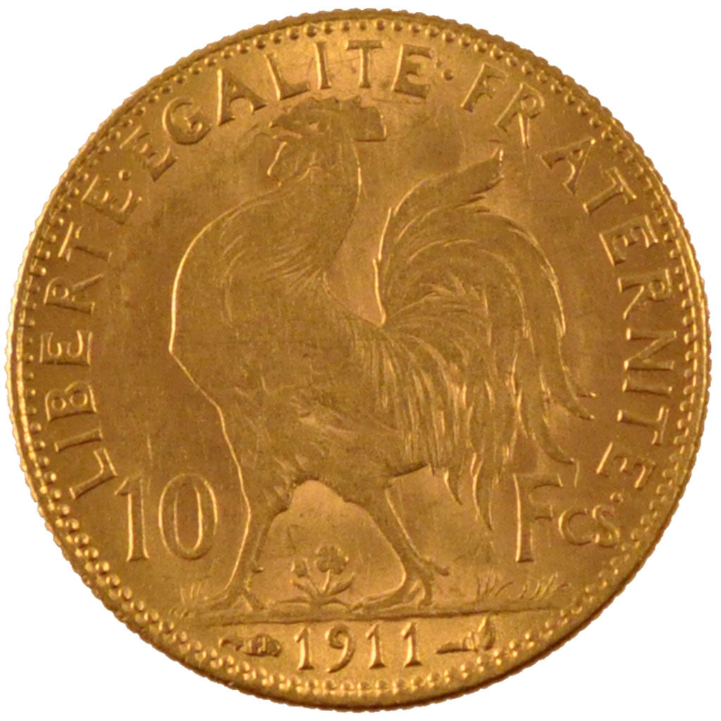 FRANCE, Marianne, 10 Francs, 1911, Paris, KM #846, AU(50-53), Gold, Gadoury...