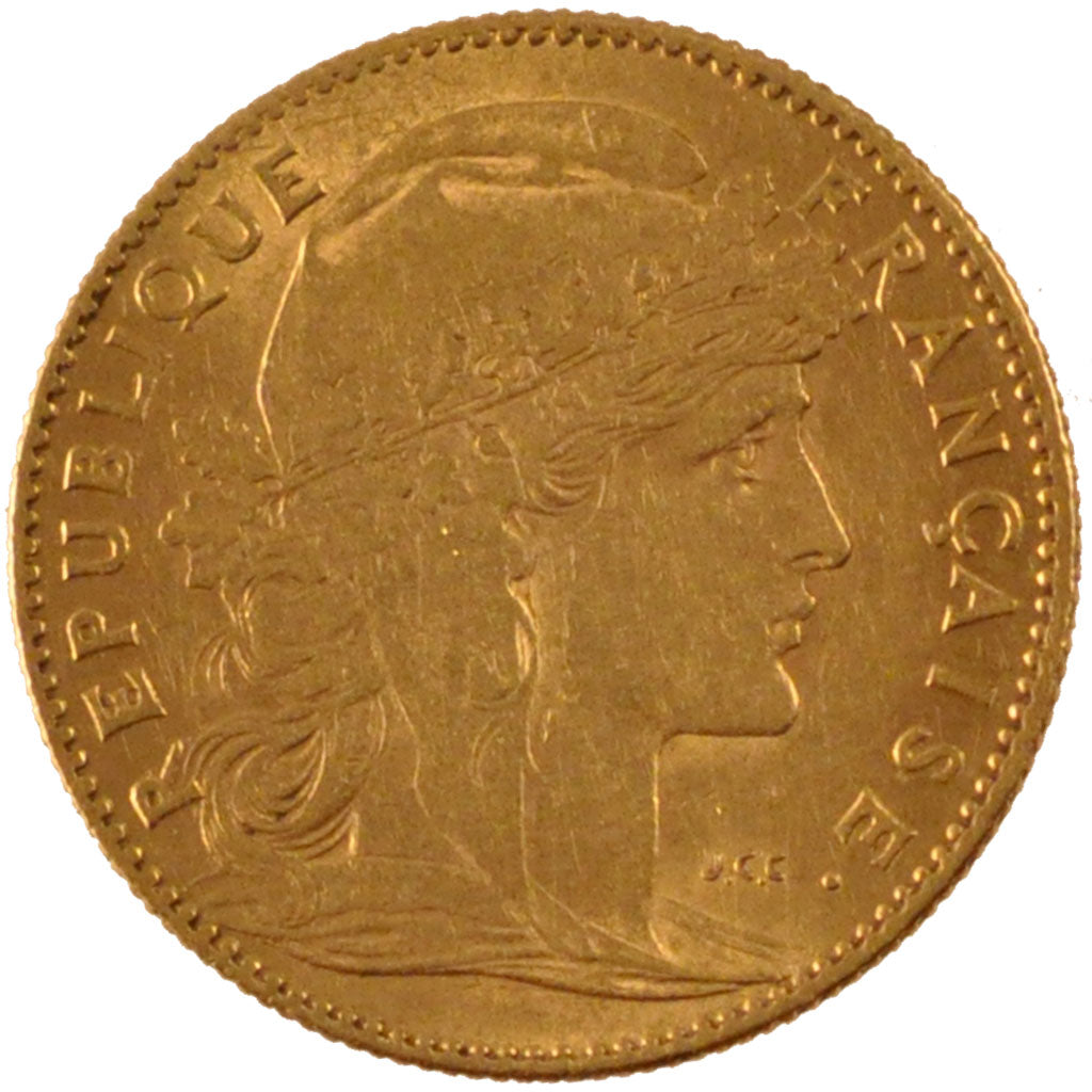 FRANCE, Marianne, 10 Francs, 1900, Paris, KM #846, AU(50-53), Gold, Gadoury...