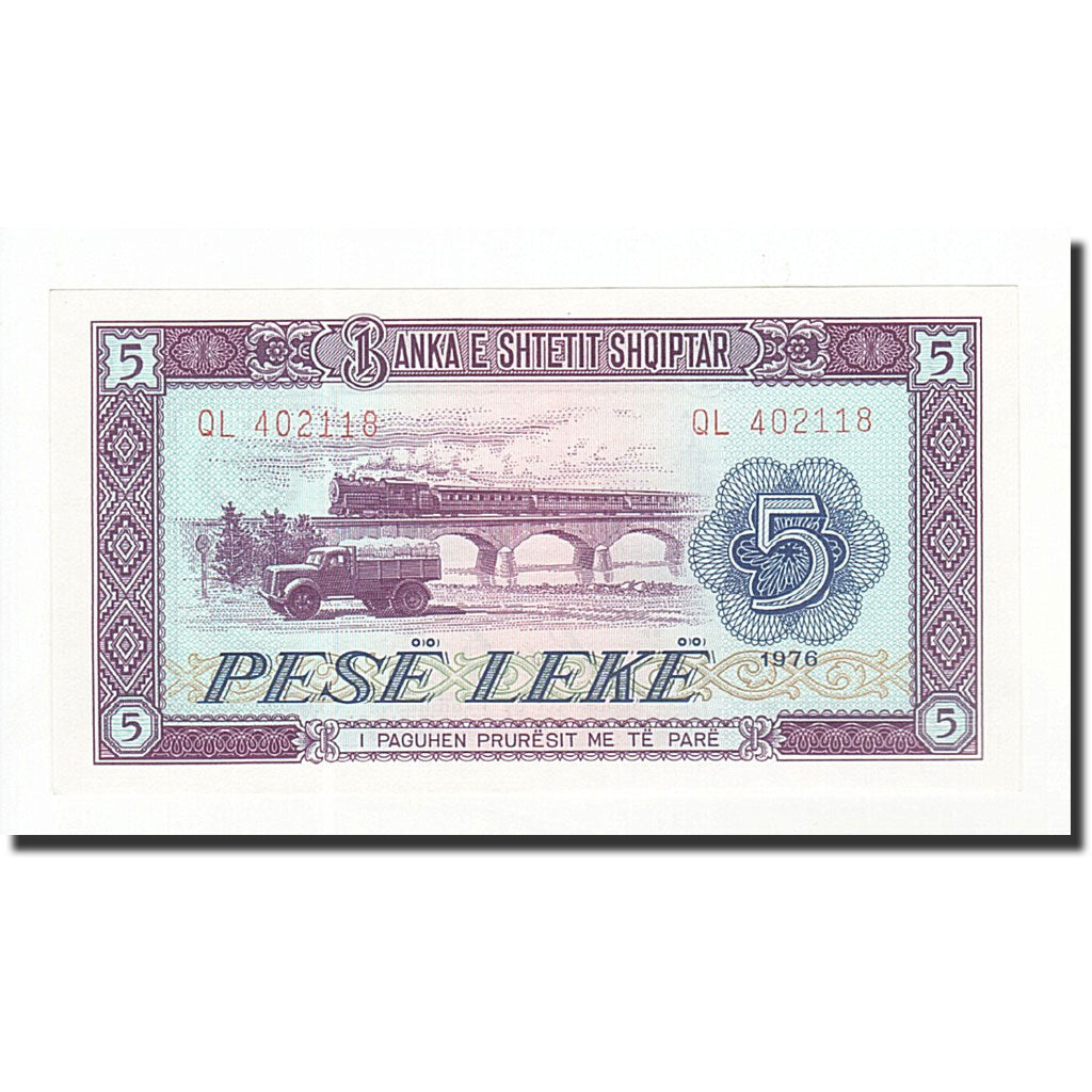 Banknote, Albania, 5 Lekë, Undated (1964), KM:35a, UNC(65-70)
