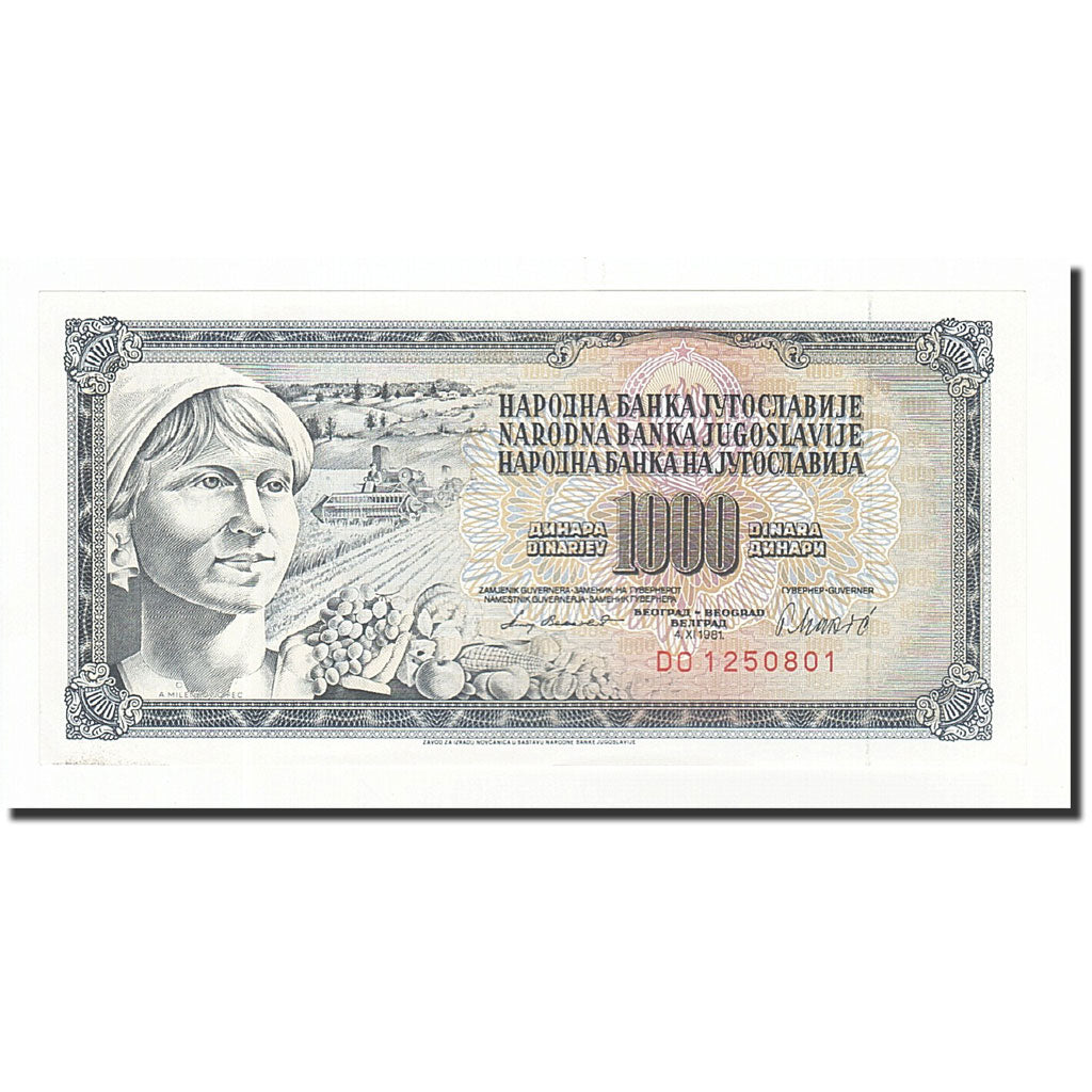 Banknot, Jugosławia, 1000 Dinara, 1981, 1981-11-04, KM:92d, UNC(64)