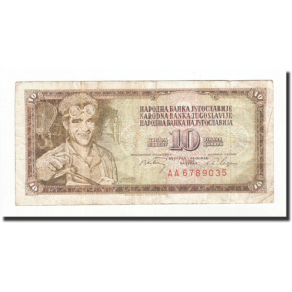 Billet, Yougoslavie, 10 Dinara, 1968, 1968-05-01, KM:82a, B