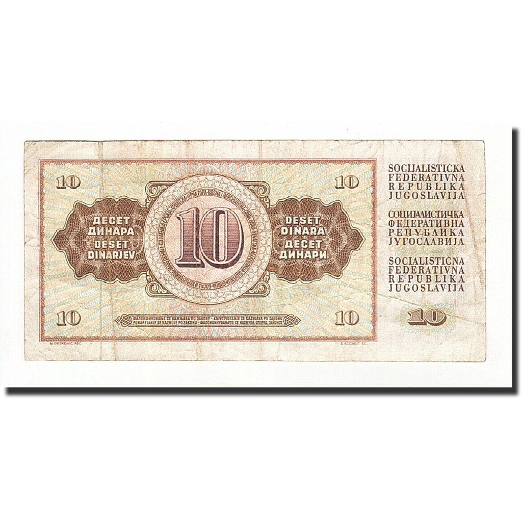 Billet, Yougoslavie, 10 Dinara, 1968, 1968-05-01, KM:82a, B