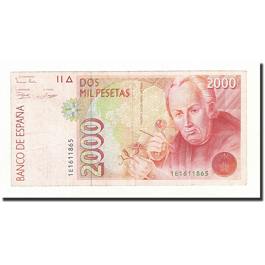 Biljet, Spanje, 2000 Pesetas, 1992, 1992-04-24, KM:164, TTB