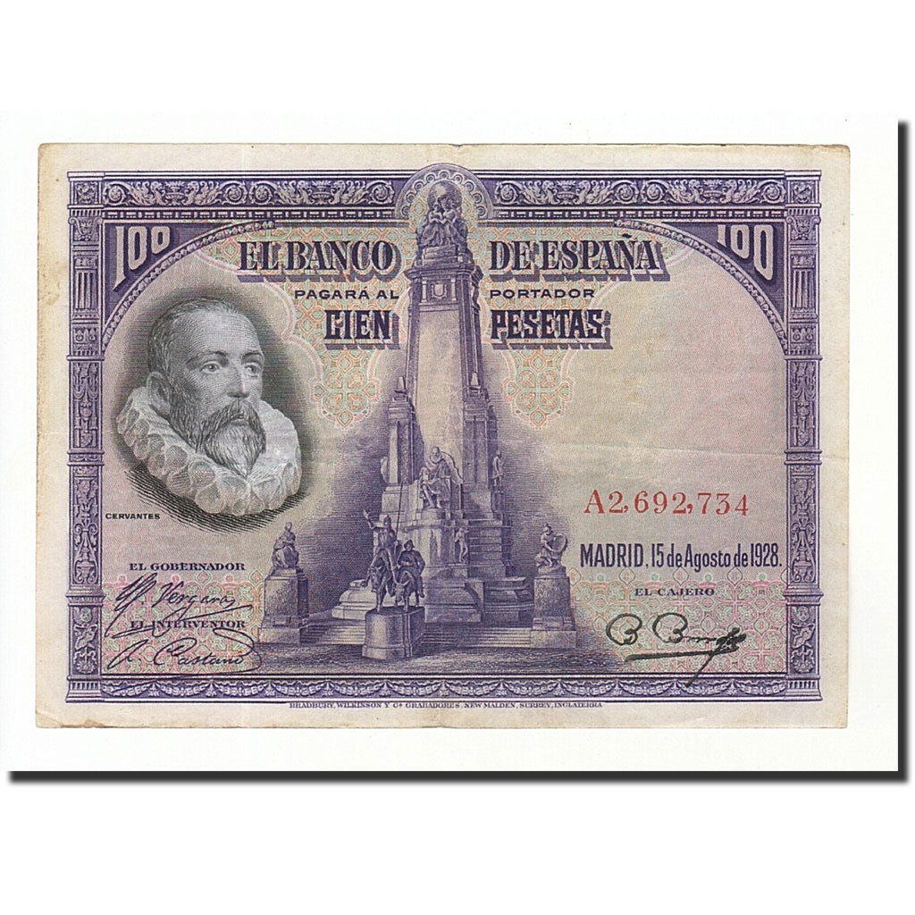 Banknote, Spain, 100 Pesetas, 1928, 1928-08-15, KM:76a, EF(40-45)