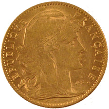 FRANCE, Marianne, 10 Francs, 1907, Paris, KM #846, AU(55-58), Gold, Gadoury...