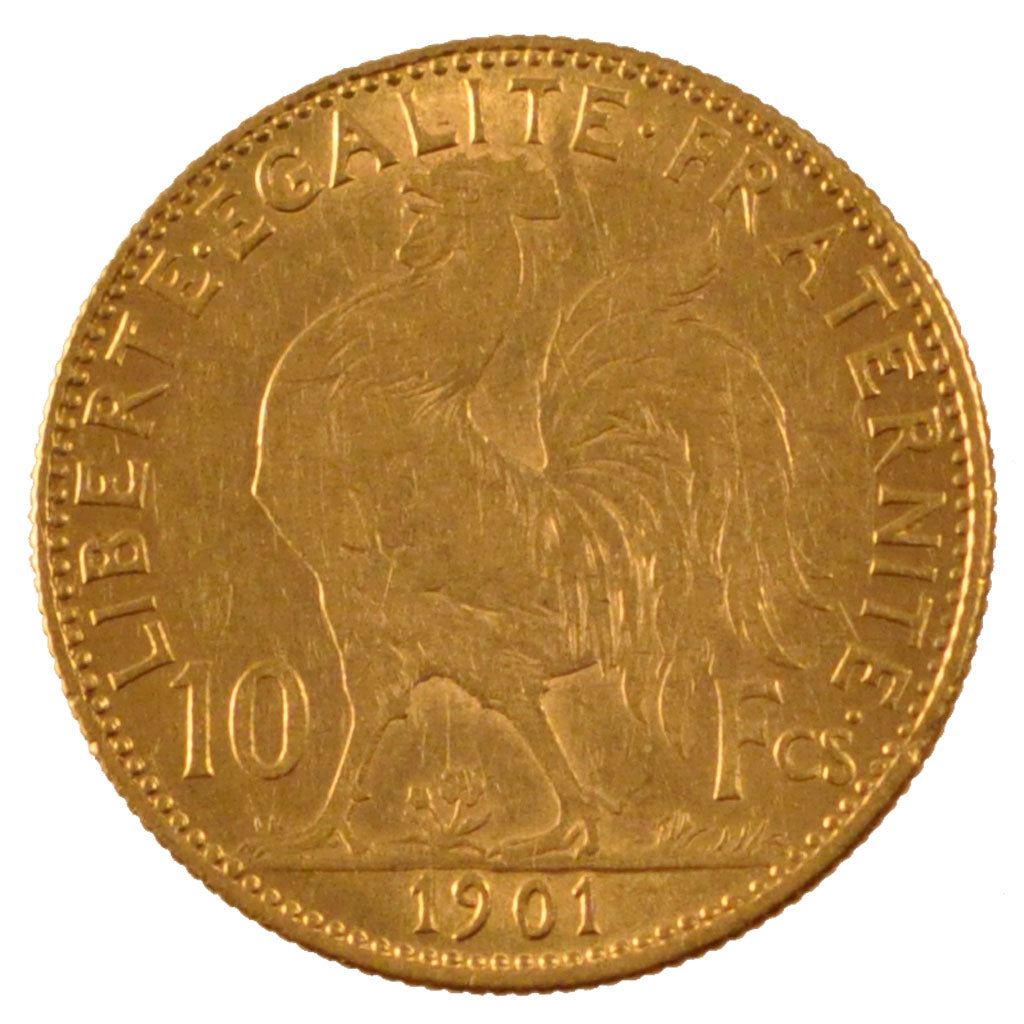 FRANCE, Marianne, 10 Francs, 1901, Paris, KM #846, AU(50-53), Gold, Gadoury...