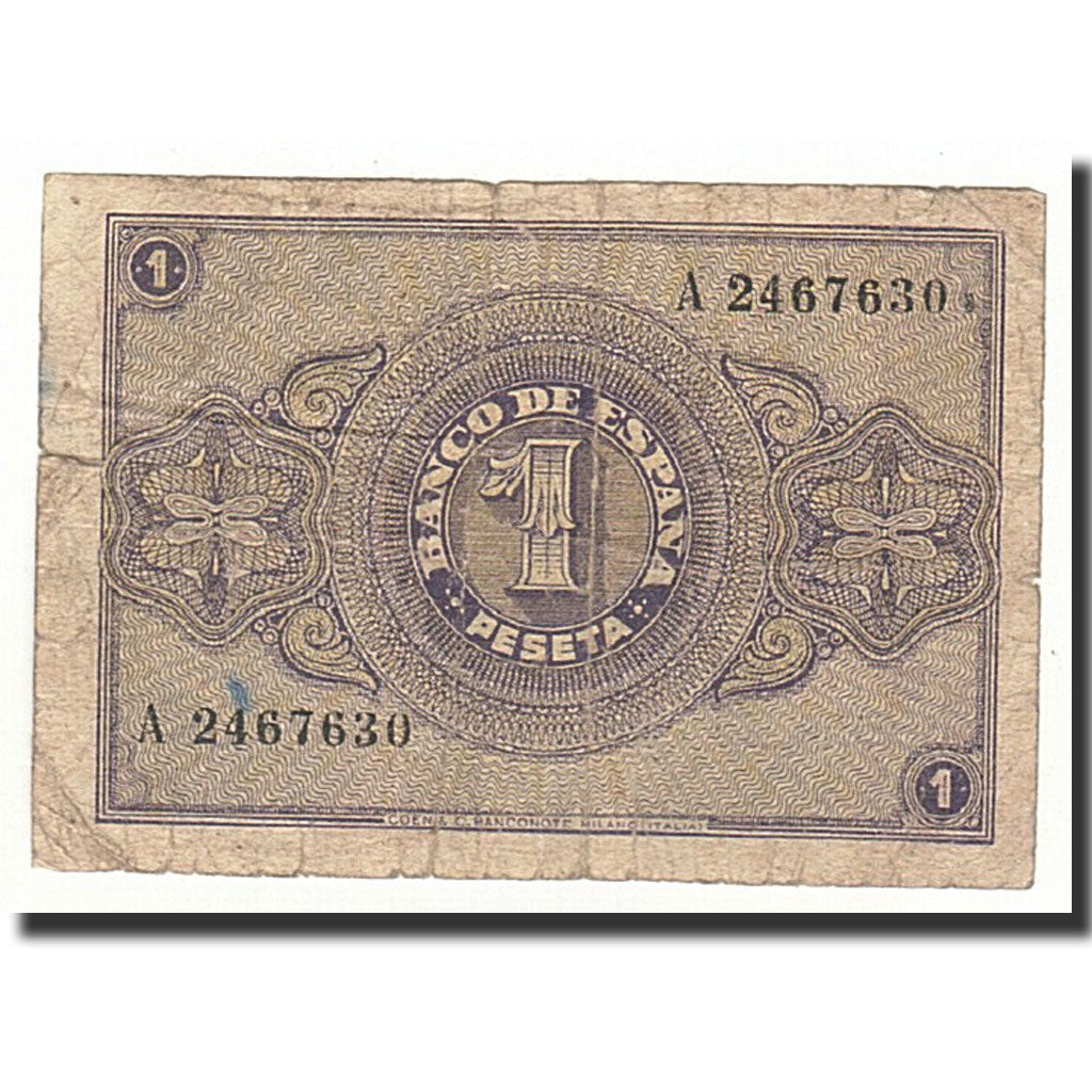 Spain, 1 Peseta, 1938, KM:107a, 1938-02-28, VG(8-10)