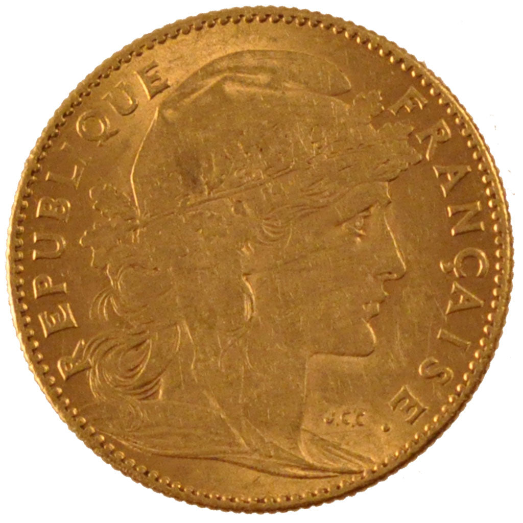 FRANCE, Marianne, 10 Francs, 1900, Paris, KM #846, AU(50-53), Gold, Gadoury...