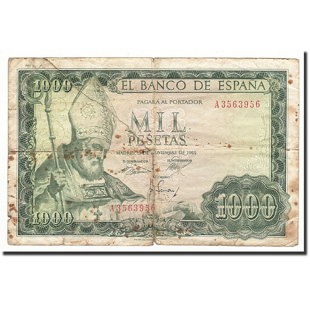 Spain, 1000 Pesetas, 1965, KM:151, 1965-11-19, VG(8-10)