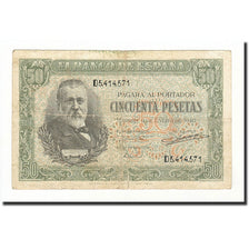 Banknote, Spain, 50 Pesetas, 1940, 1940-01-09, KM:117a, F(12-15)