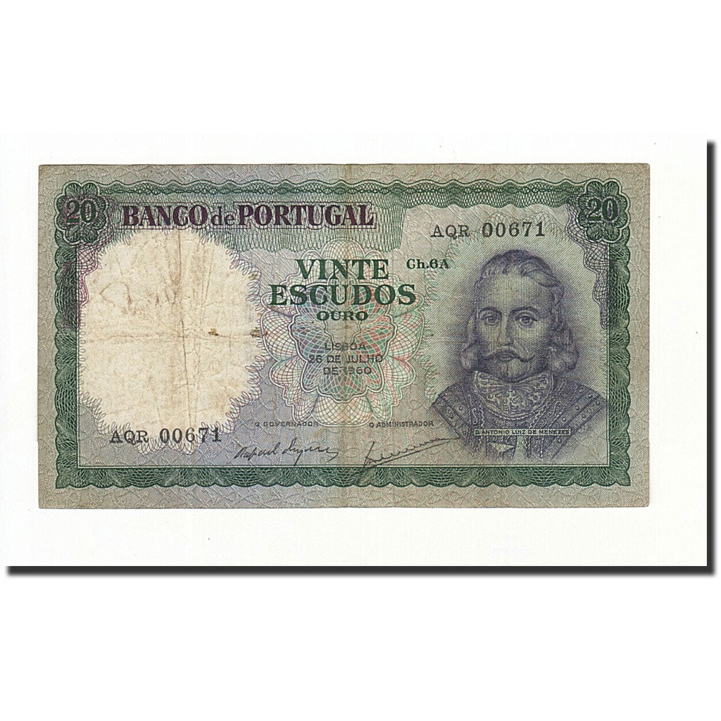 Portugal, 20 Escudos, 1960, KM:163a, 1960-07-26, TB