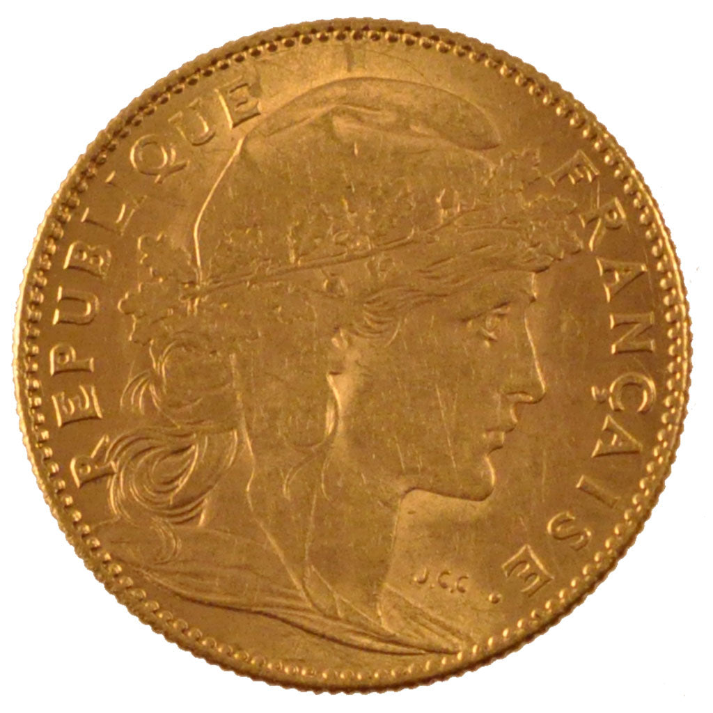 FRANCE, Marianne, 10 Francs, 1905, Paris, KM #846, AU(55-58), Gold, Gadoury...