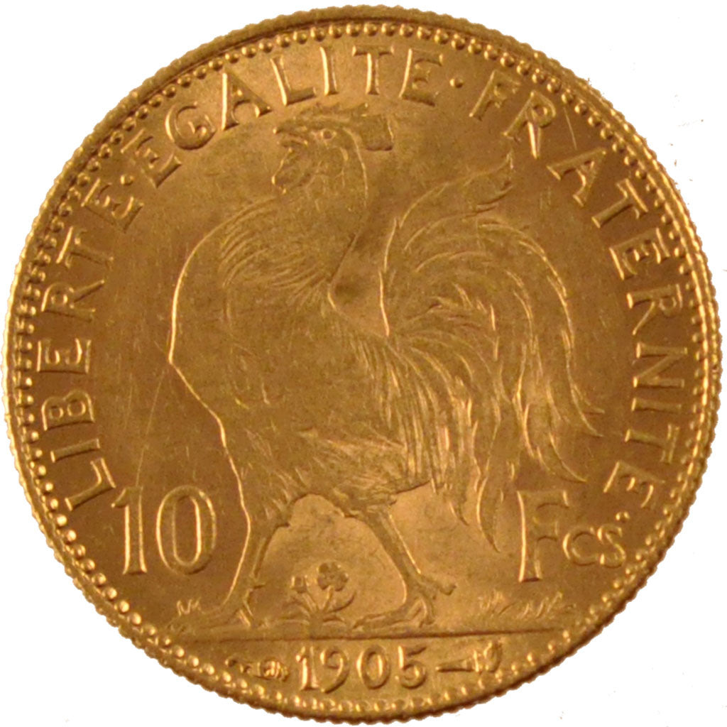 FRANCE, Marianne, 10 Francs, 1905, Paris, KM #846, AU(55-58), Gold, Gadoury...