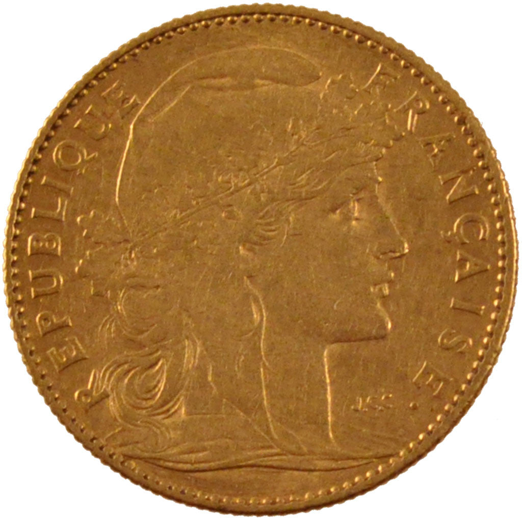 FRANCE, Marianne, 10 Francs, 1901, Paris, KM #846, AU(50-53), Gold, Gadoury...