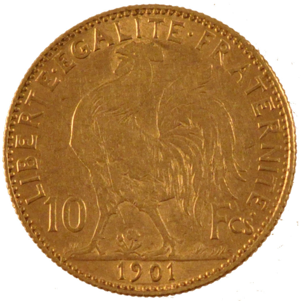 FRANCE, Marianne, 10 Francs, 1901, Paris, KM #846, AU(50-53), Gold, Gadoury...