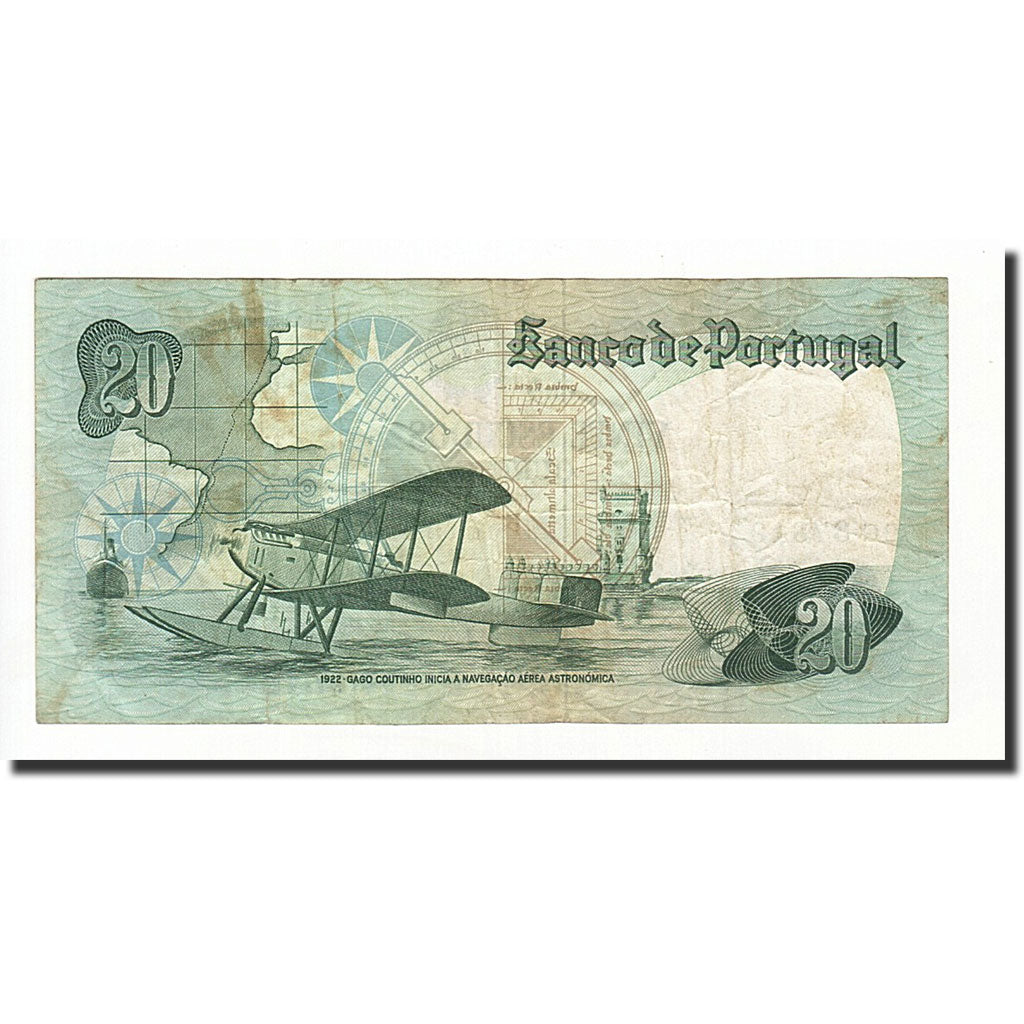 Geldschein, Portugal, 20 Escudos, 1978, 1978-09-13, KM:176a, S+