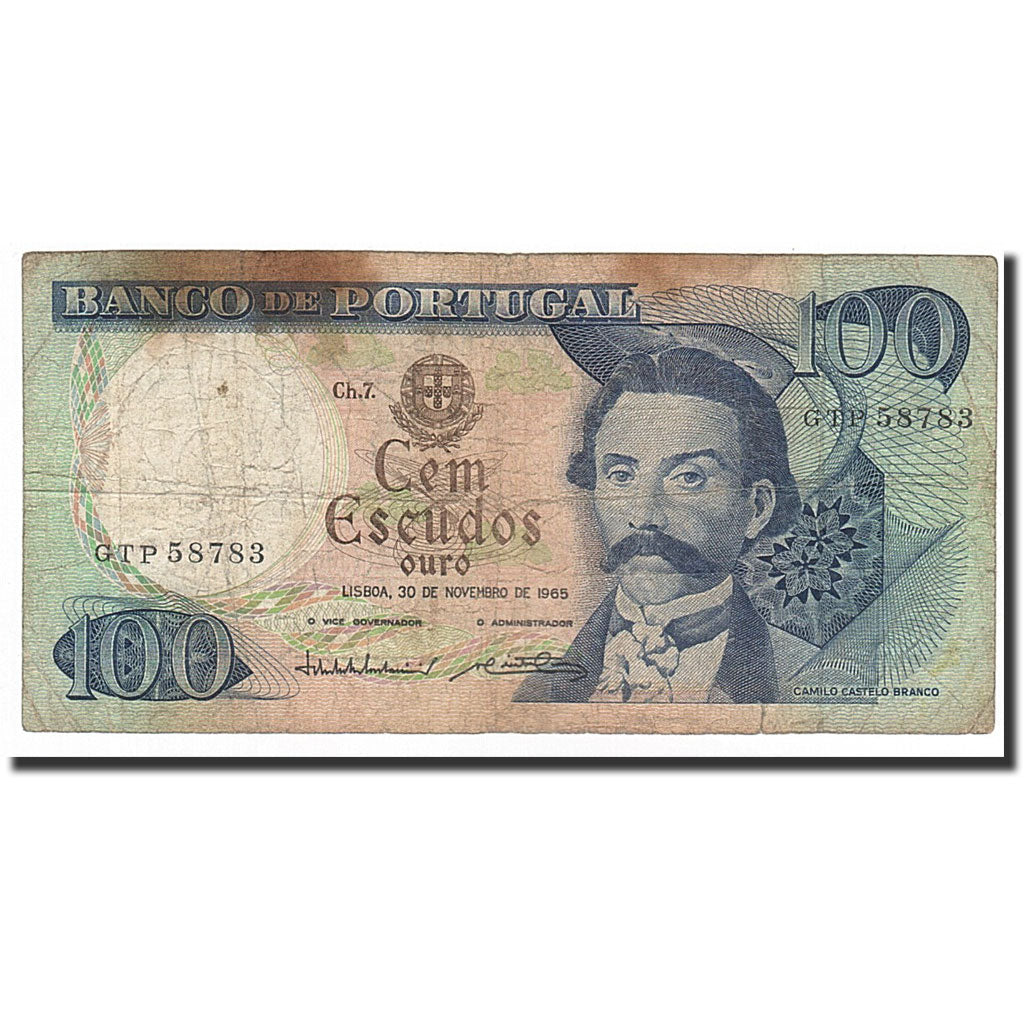Banknote, Portugal, 100 Escudos, 1965-1980, 1965-11-30, KM:169a, VG(8-10)