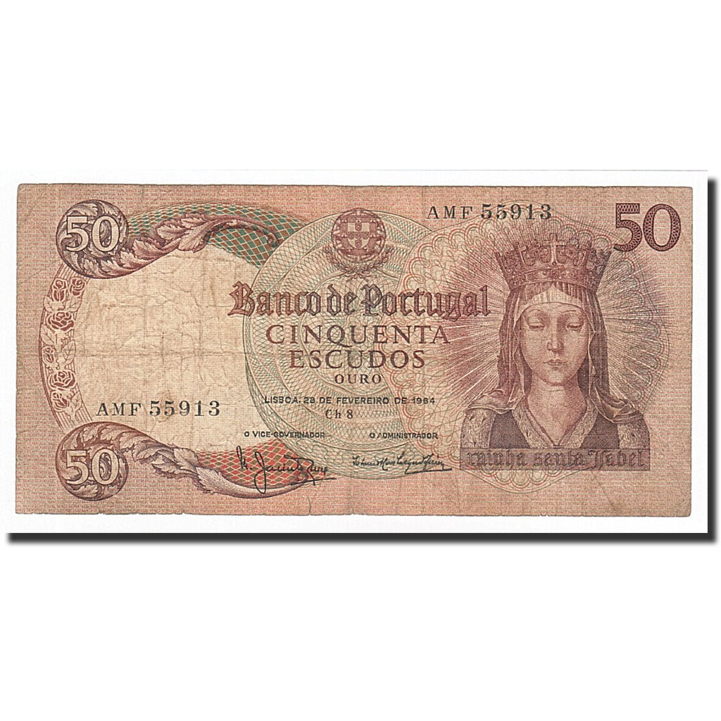 Banknote, Portugal, 50 Escudos, 1964, 1964-02-28, KM:168, VF(20-25)