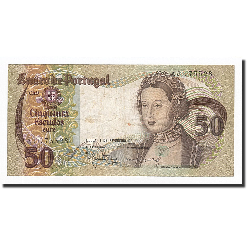 Banknote, Portugal, 50 Escudos, 1968-1980, 1980-02-01, KM:174b, VF(20-25)