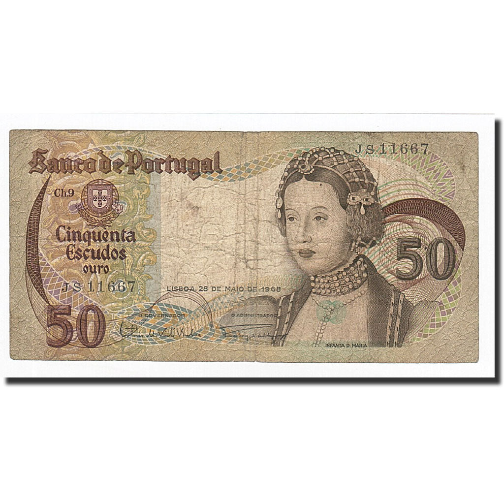 Banknote, Portugal, 50 Escudos, 1968-1980, 1968-05-28, KM:174a, F(12-15)
