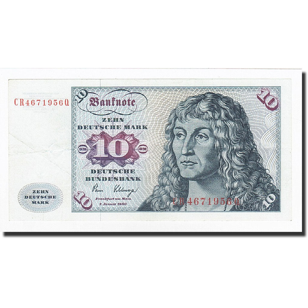 Banknot, Niemcy - RFN, 10 Deutsche Mark, 1980, 1980-01-02, KM:31c, EF(40-45)